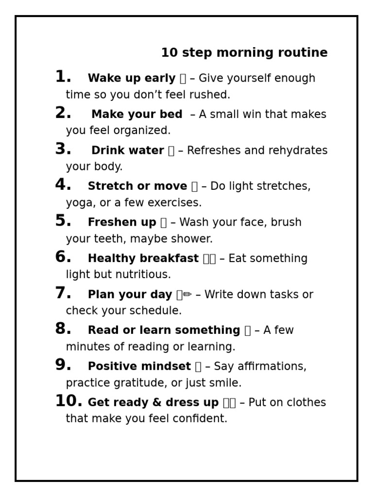 10 Step Morning Routine | PDF