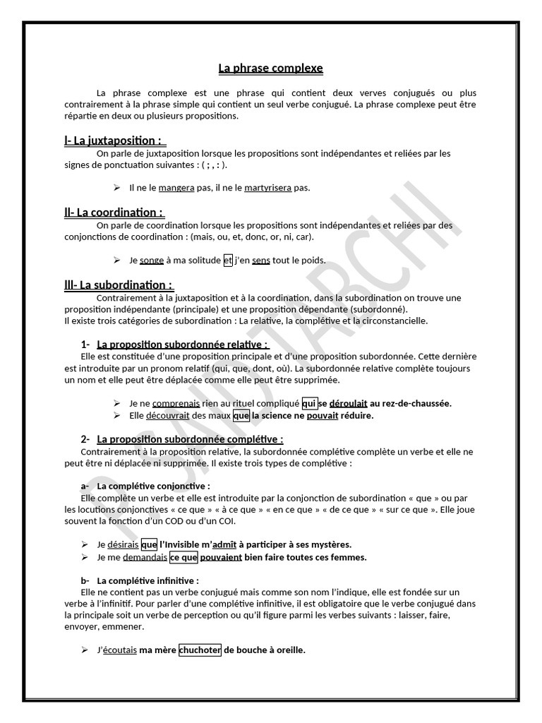 Comprendre la phrase complexe en français | PDF | Clause | Phrase