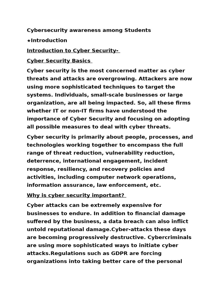 Cybersecurity Awareness for Students | PDF | Security | Computer Security