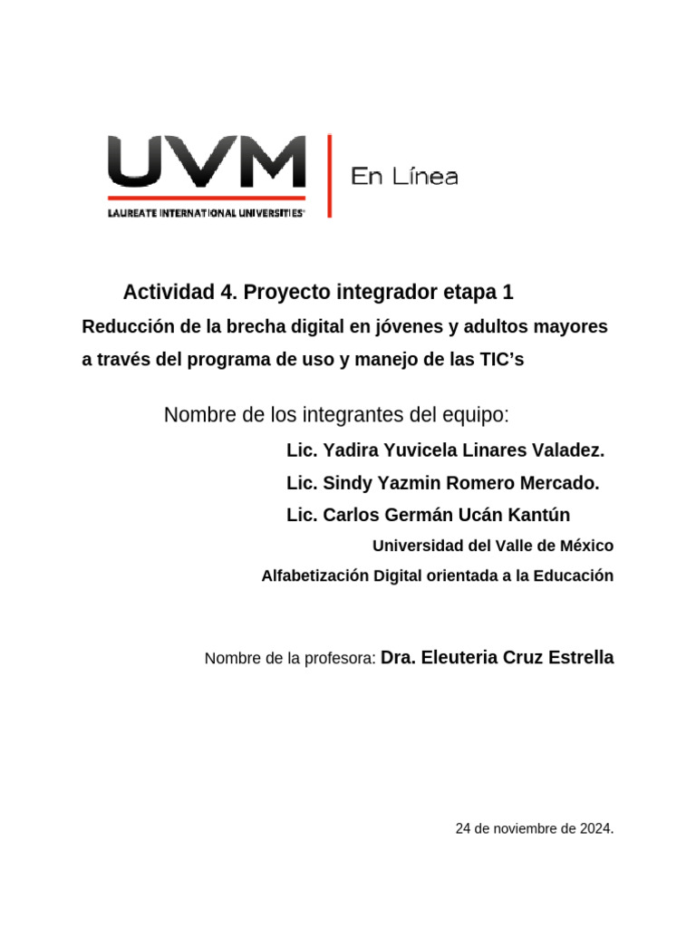 Proyecto Integrador - Parte 1 | PDF | Tecnología de información y ...