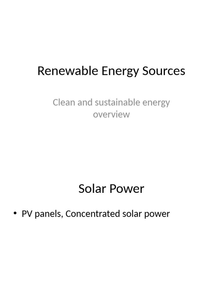 Overview of Renewable Energy Sources | PDF