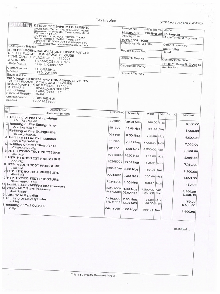Detect Fire Tax Invoice | PDF
