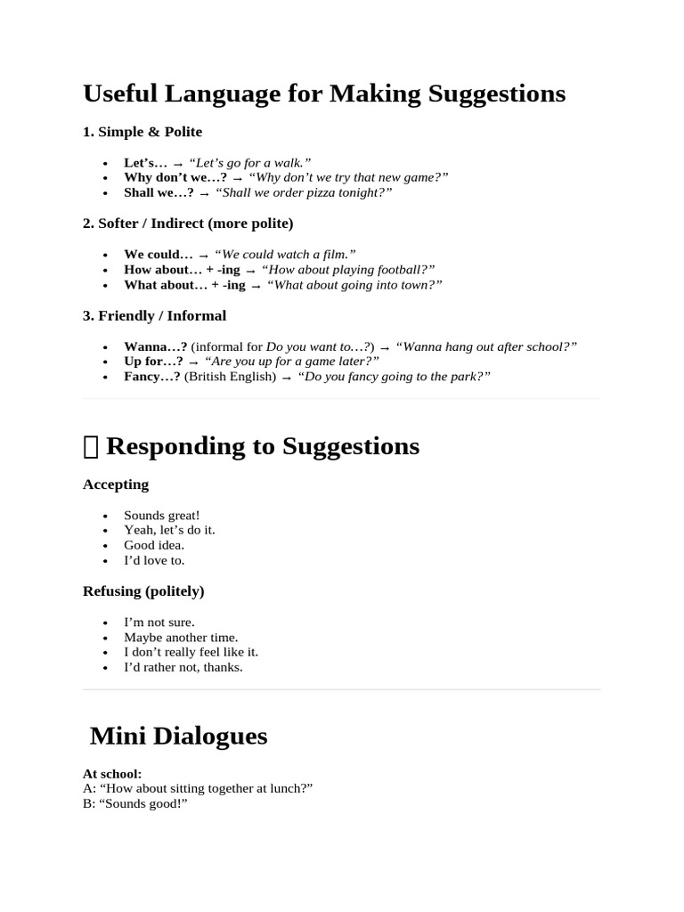 Effective Phrases for Making Suggestions | PDF