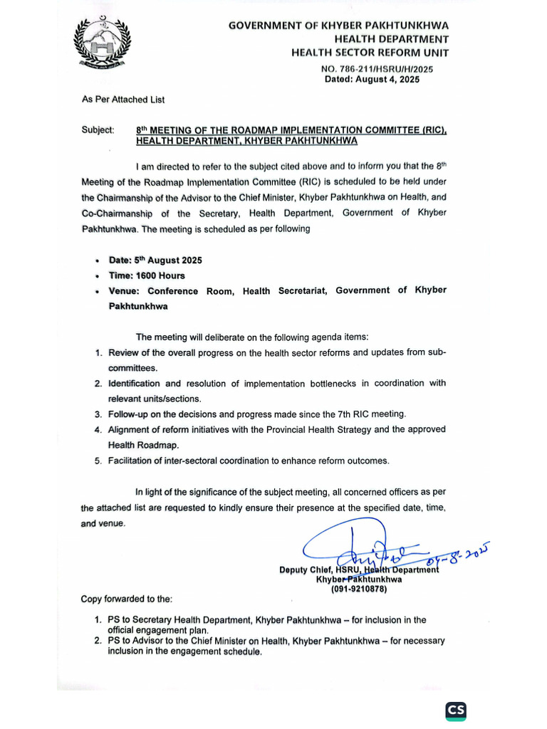 8th Meeting RIC Health Department KP | PDF