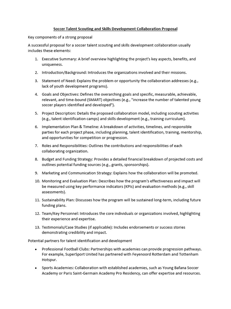 Soccer Talent Scouting Proposal Guide | PDF