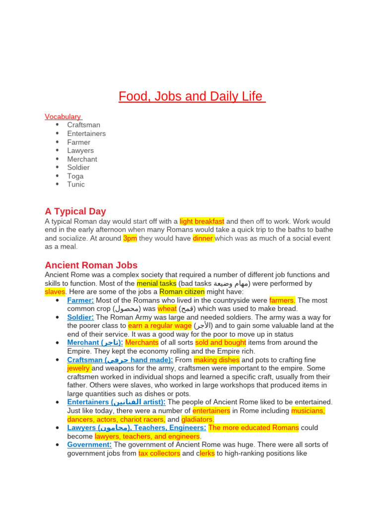 Daily Life and Jobs in Ancient Rome | PDF | Roman Empire | Clothing