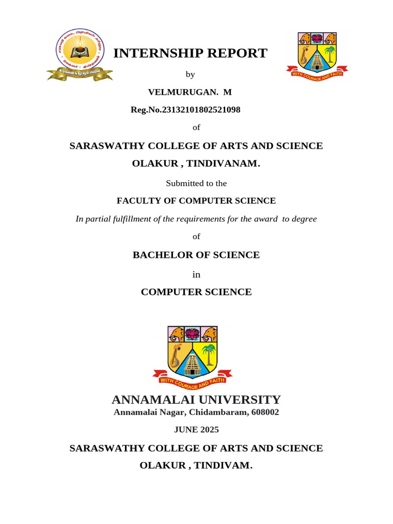 Internship Report for B.Sc. Computer Science | PDF