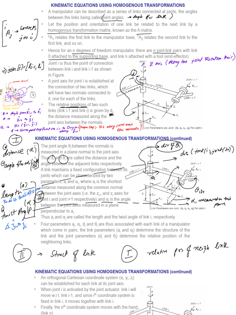 Kinematic Equations for Robot Manipulators | PDF | Coordinate System ...