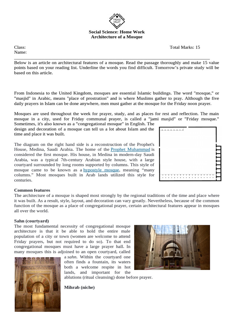 Architectural Features of Mosques | PDF | Mosque