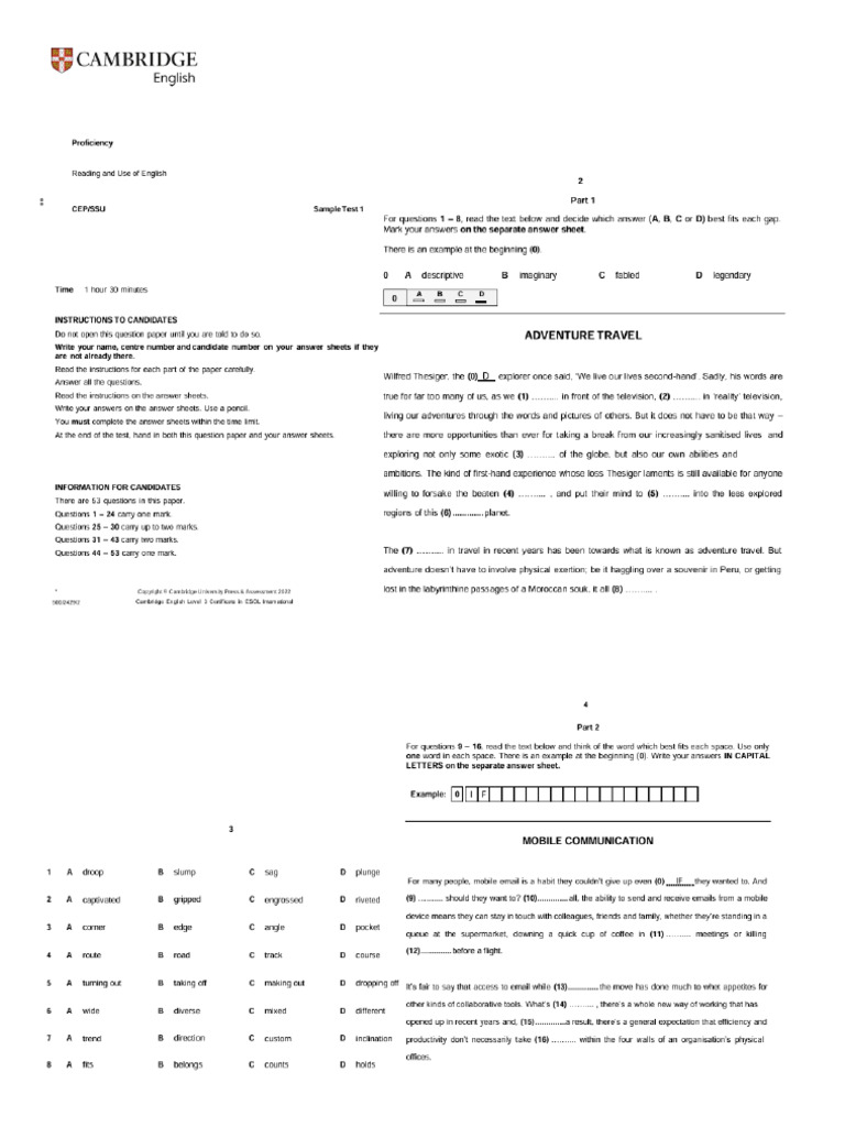 Reading and Use of English C2 | PDF
