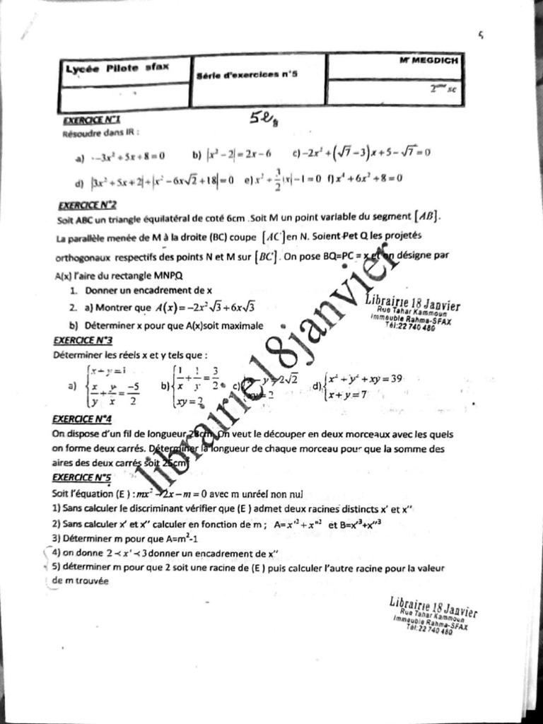 Équaton Second Degree+Barycentre | PDF