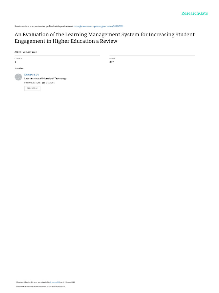 Evaluating LMS for Student Engagement | PDF | Learning | Educational ...