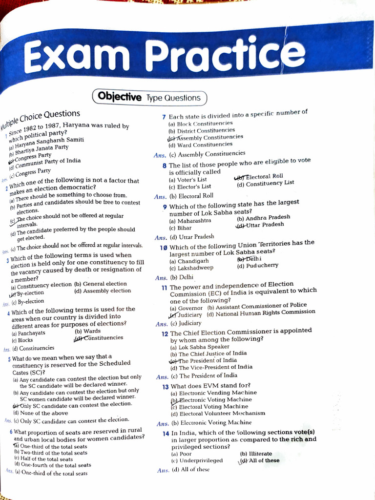 Election Practice Questions and Answers | PDF | Elections | Electoral ...