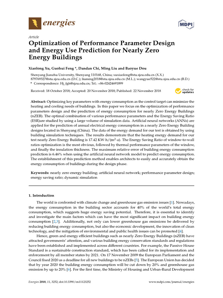 Energy Optimization for Nearly Zero Buildings | PDF | Energy Conservation