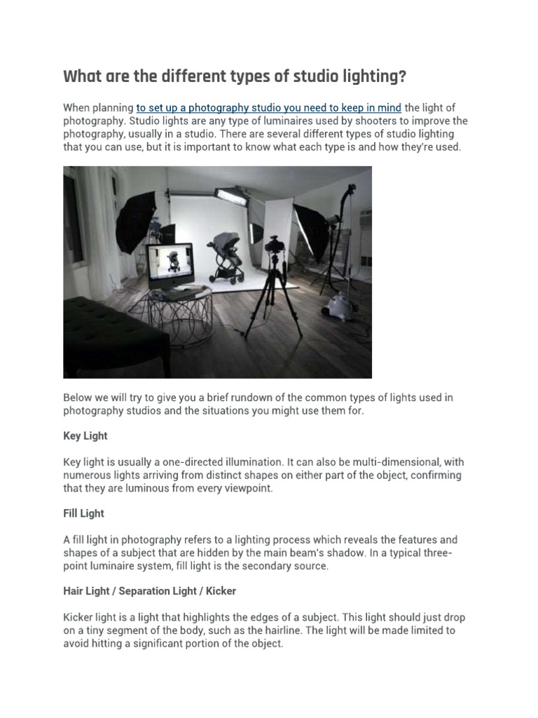 Different Types of Studio Lighting | PDF