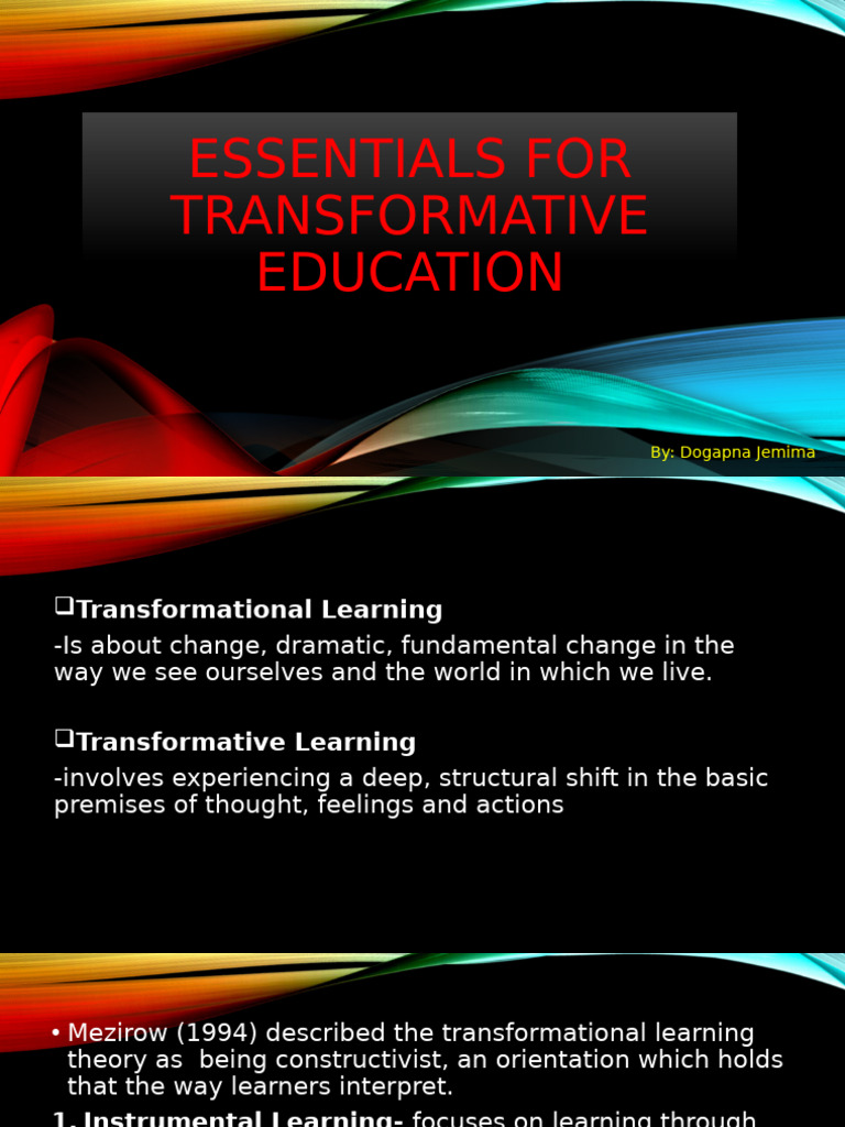 Essentials of Transformative Learning | PDF | Psychological Theories ...
