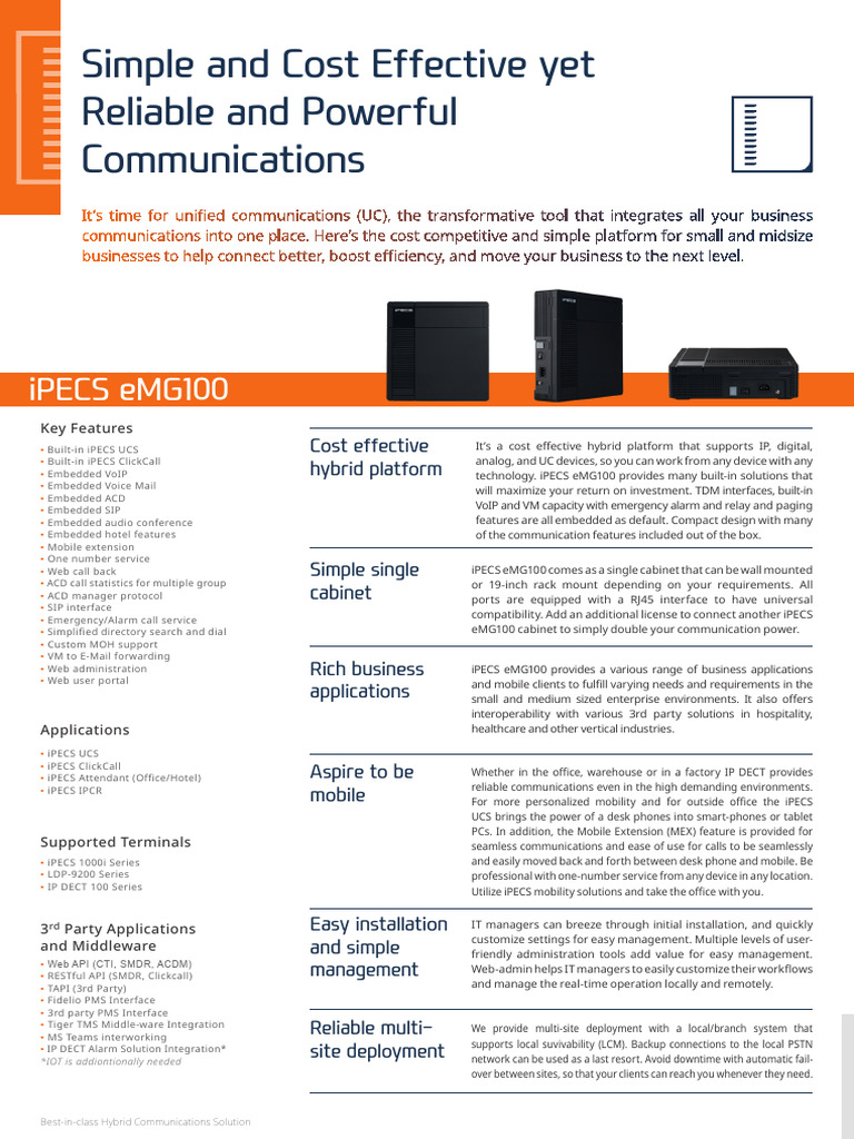 iPECS eMG100: Cost-Effective Hybrid Solution | PDF | Embedded System ...