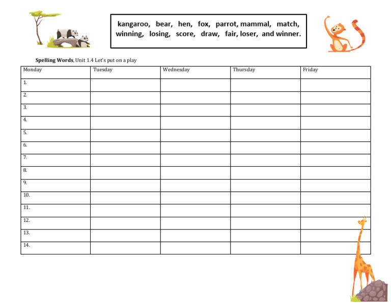 Spelling Words for Unit 1.4 Play | PDF