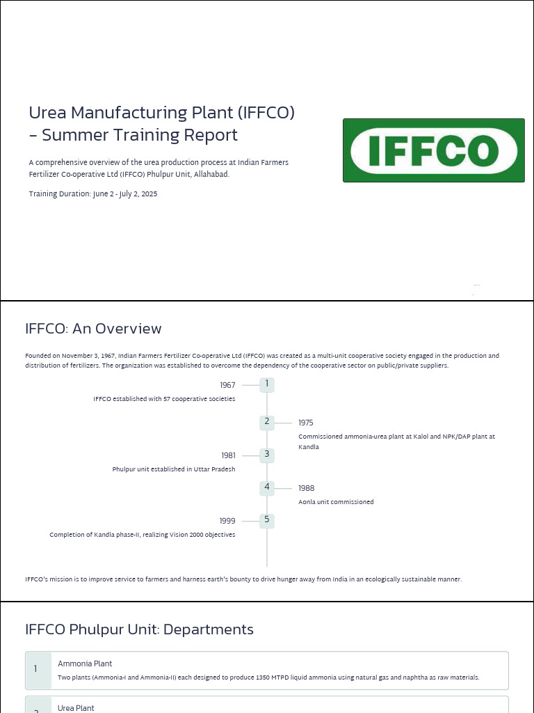 Urea Production Process at IFFCO | PDF | Urea | Chemistry