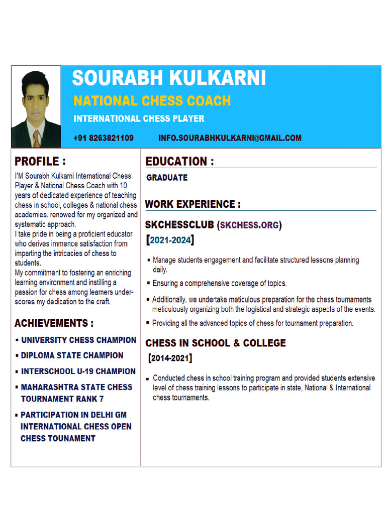 Latest Chess Resume | PDF