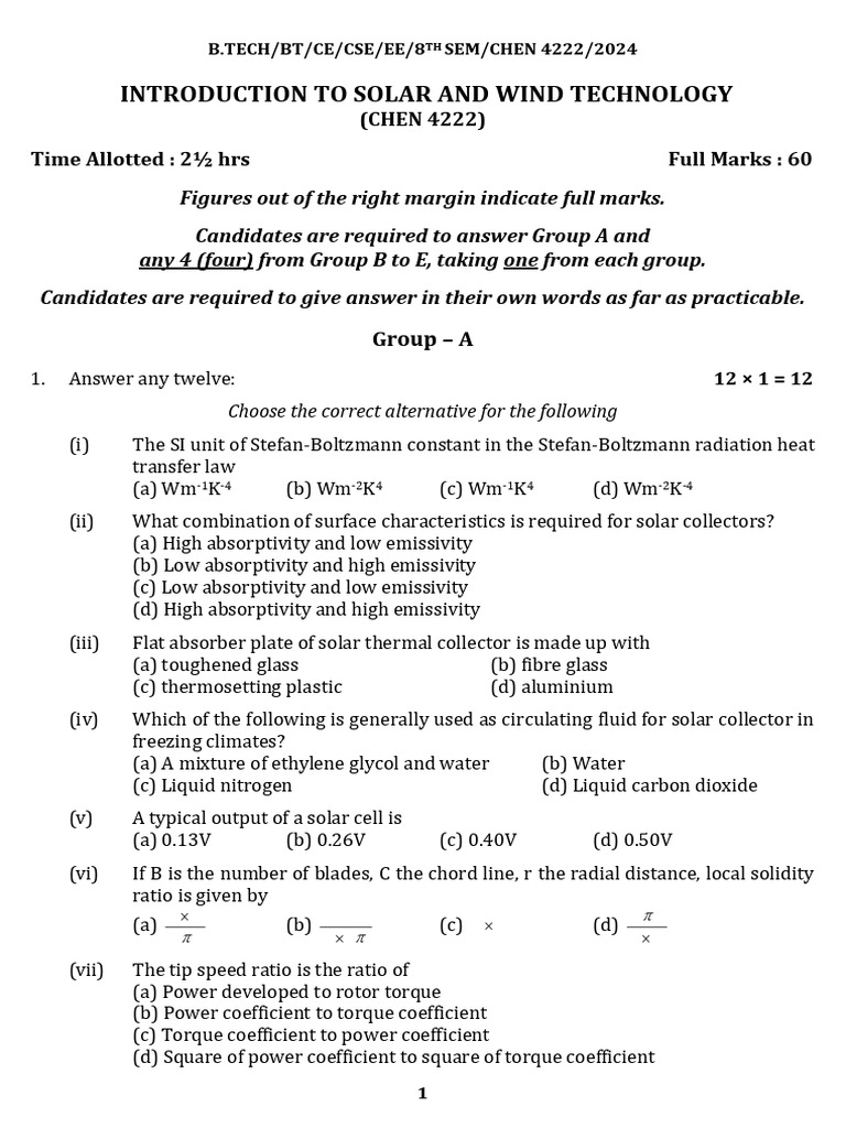 Solar and Wind Technology Exam Guide | PDF | Turbine | Pump