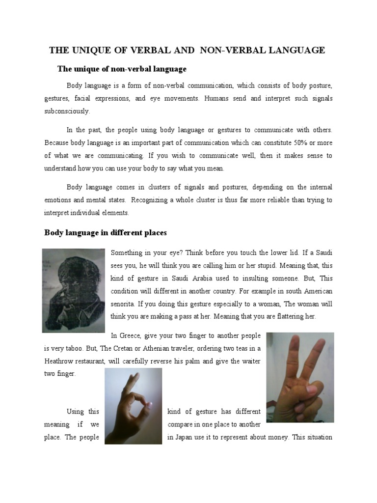 The Unique of Body Language in Different Placces | PDF | Body Language ...