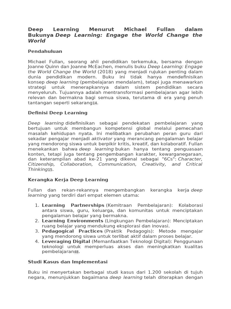 Deep Learning Menurut Michael Fullan | PDF