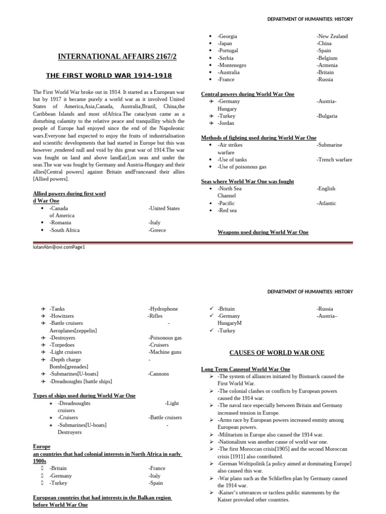 Causes and Impact of World War I | PDF | Austria Hungary | German Empire