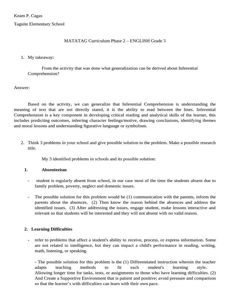 Grade 3 MATATAG English Curriculum Insights | PDF | Reading ...