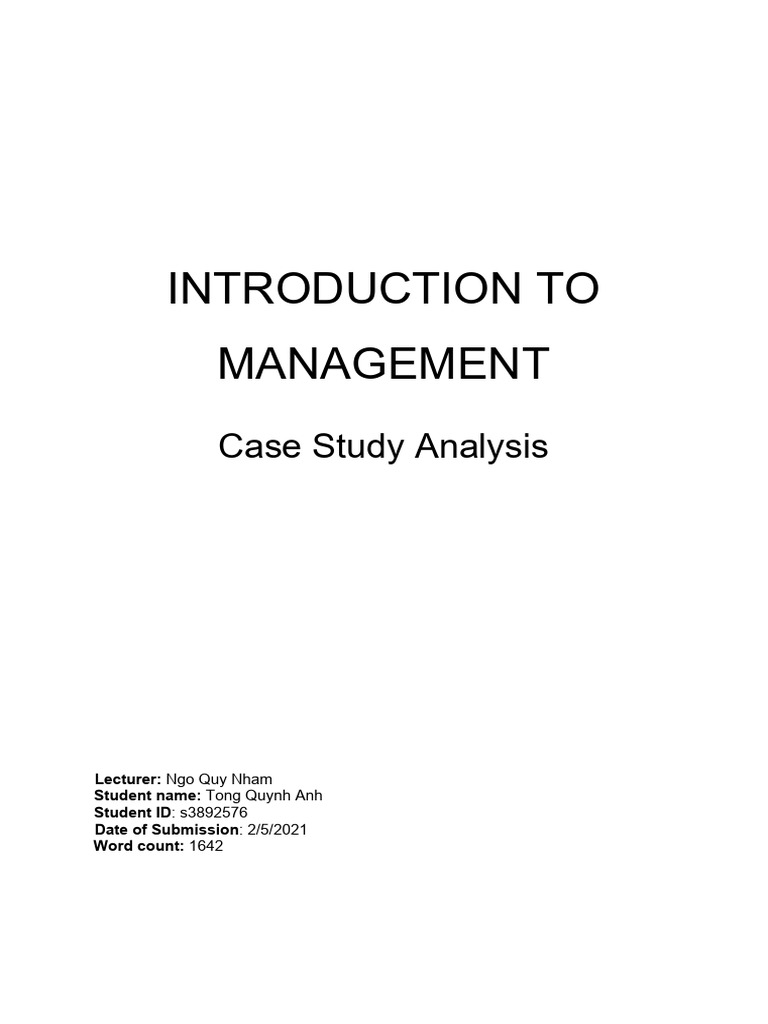 Introduction To Management: Case Study Analysis | PDF | Employment ...