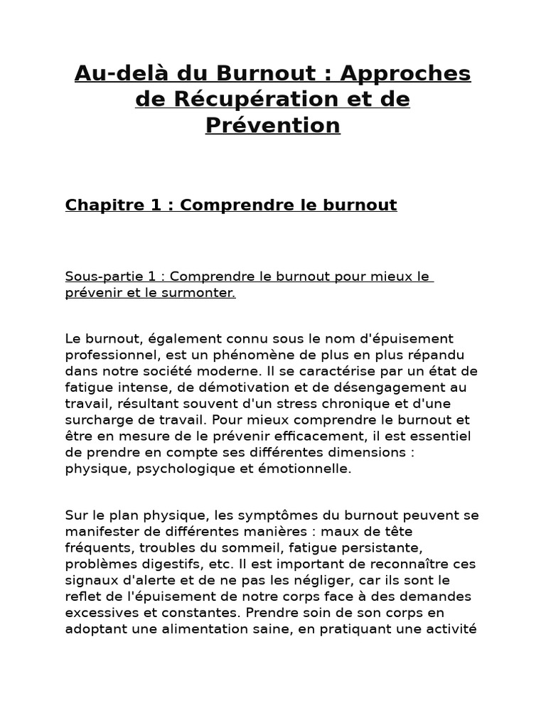 Prévenir et surmonter le burnout | PDF | Syndrome d'épuisement ...