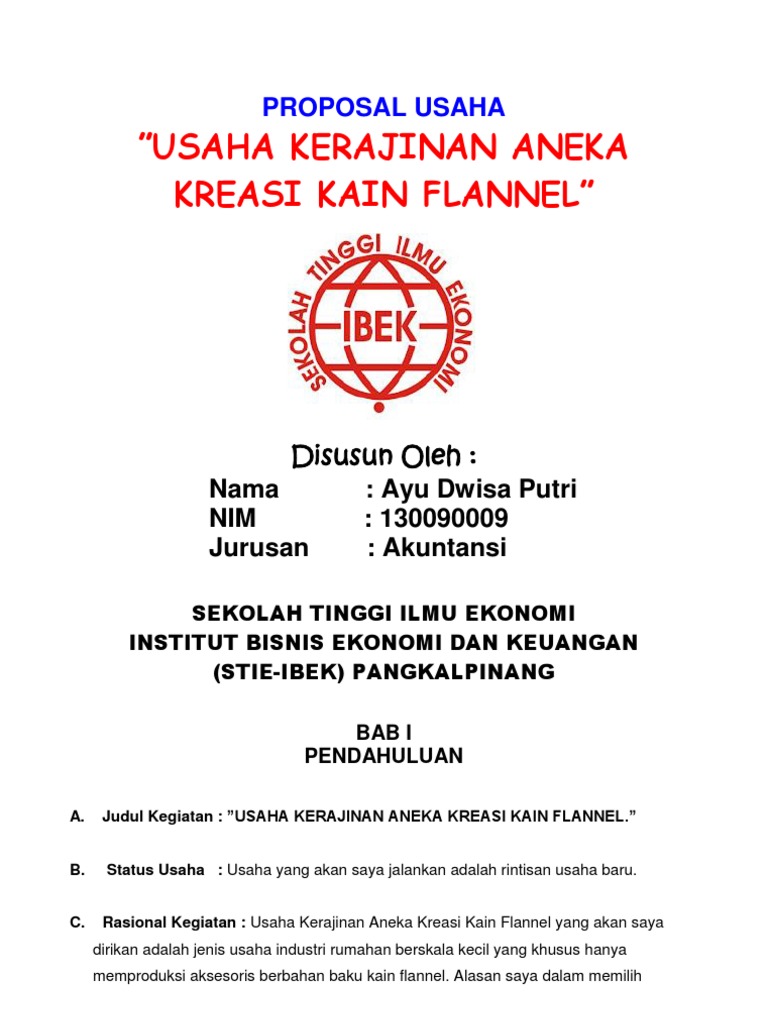 Proposal Usaha Flanel