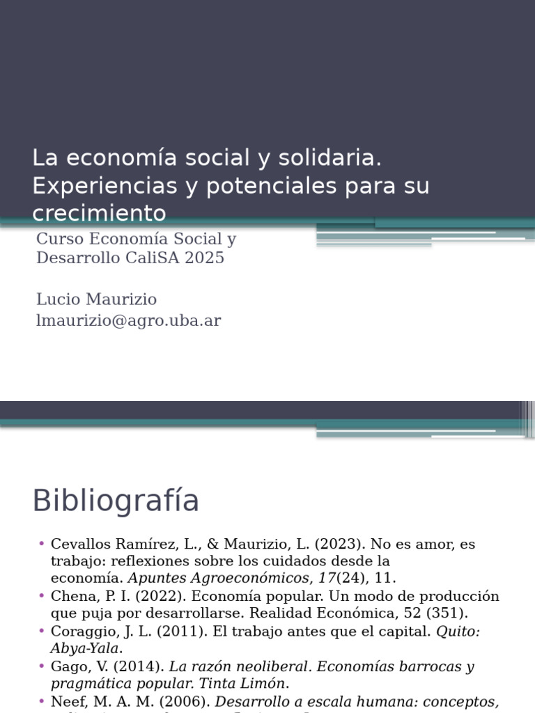 La Economía Social y Solidaria Clase Calisa | PDF | Economias | Sociedad