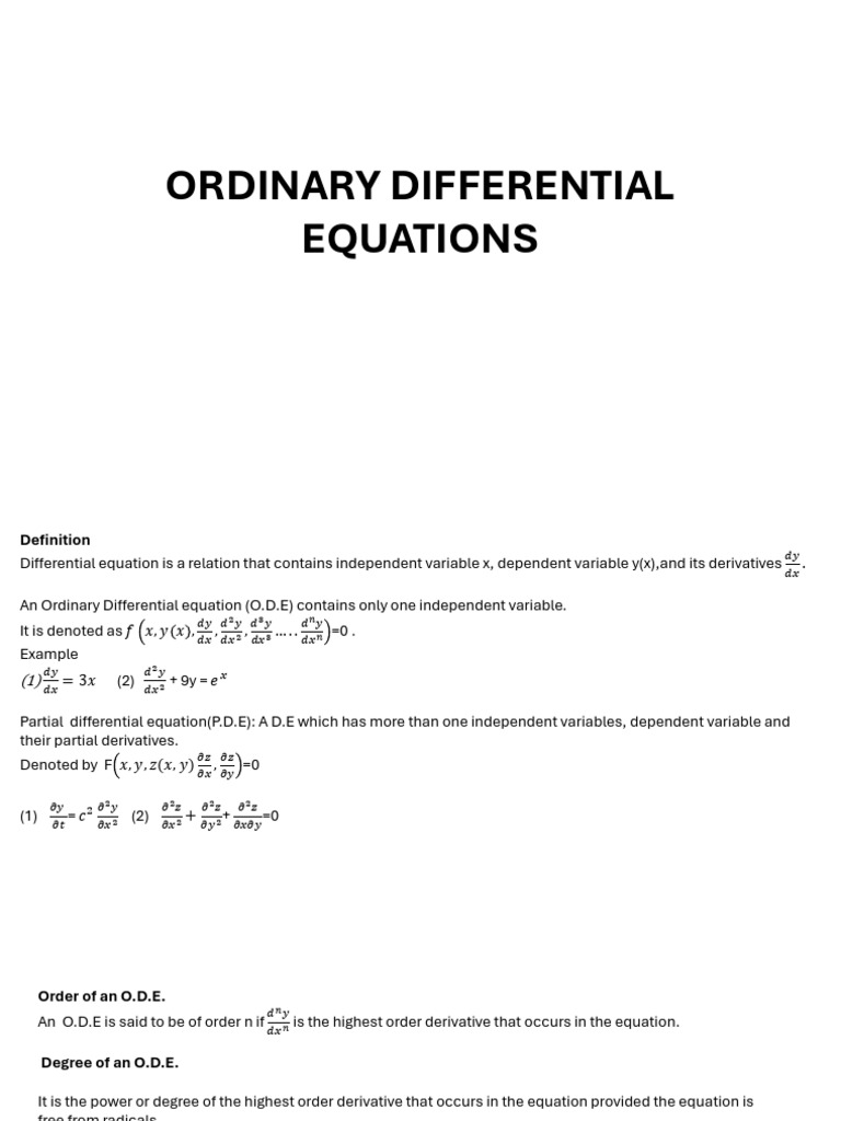 Ordinary Differential Equations | PDF | Differential Equations ...