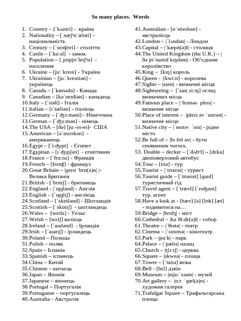 Great Britain London Words | PDF