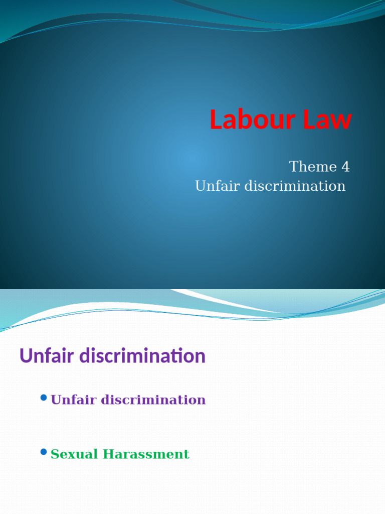 Understanding Unfair Discrimination in Labour Law | PDF | Sexual ...