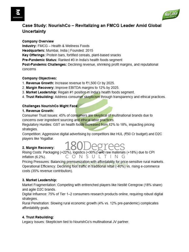 Case Study - NourishCo - Ekonomiko X 180DC ARSD | PDF | Supply Chain ...