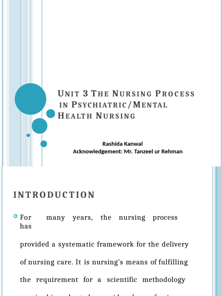 Unit 3a Nursing Process in Psyciatric and Mental Health Incomplete ...