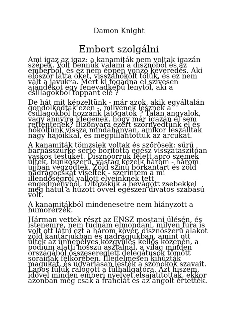 Damon Knight Embert Szolgálni.. | PDF