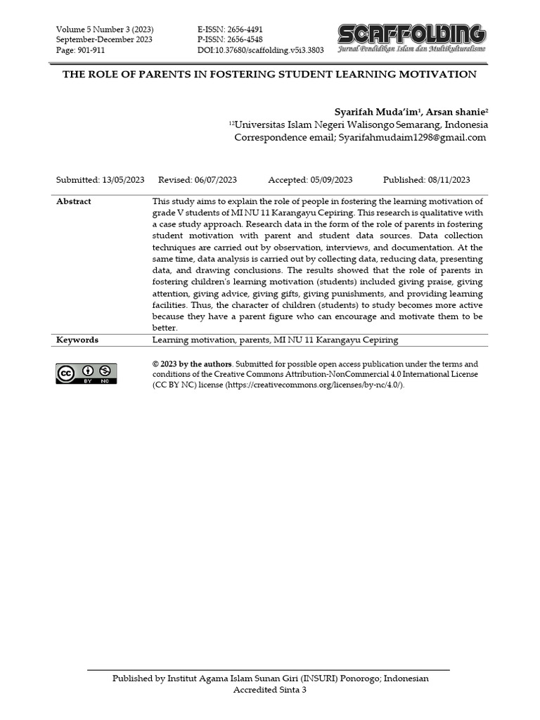 The Role of Parents in Fostering Student Learning | PDF | Motivation ...