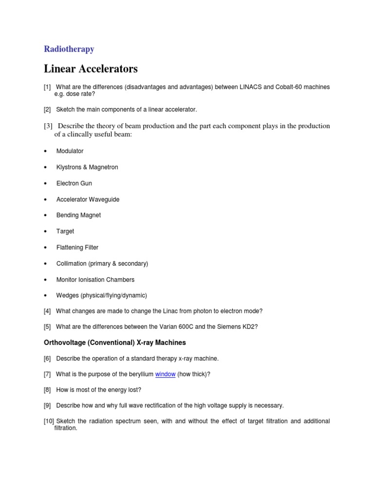 Cobalt-60 vs. Linear Accelerators in Radiotherapy | PDF | Radiation ...