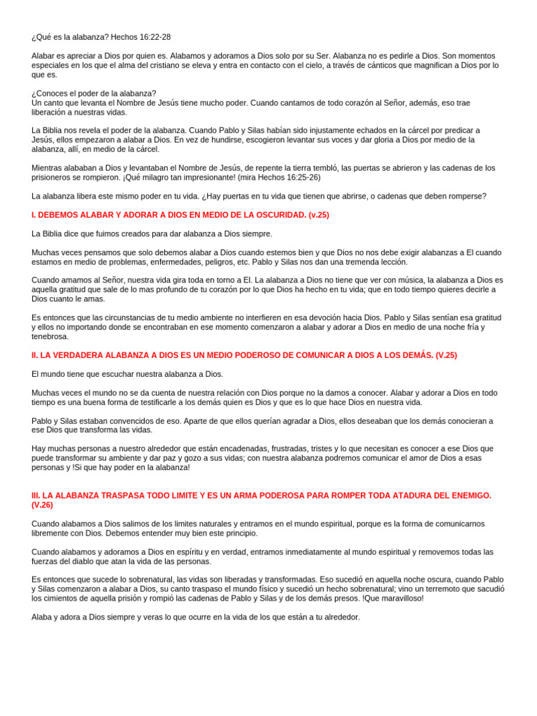 El Poder Transformador de la Alabanza | PDF | Dios | Pablo el apóstol