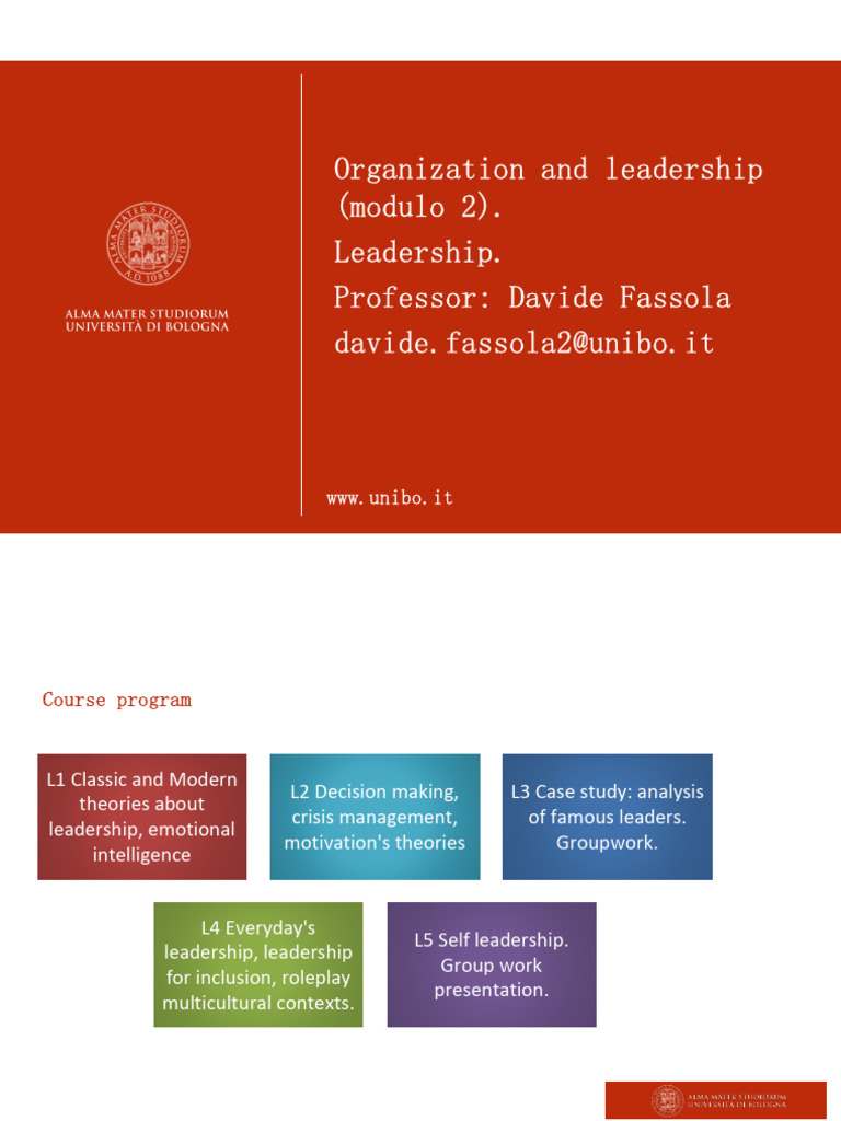 Leadership Course Overview and Schedule | PDF | Leadership | Social ...