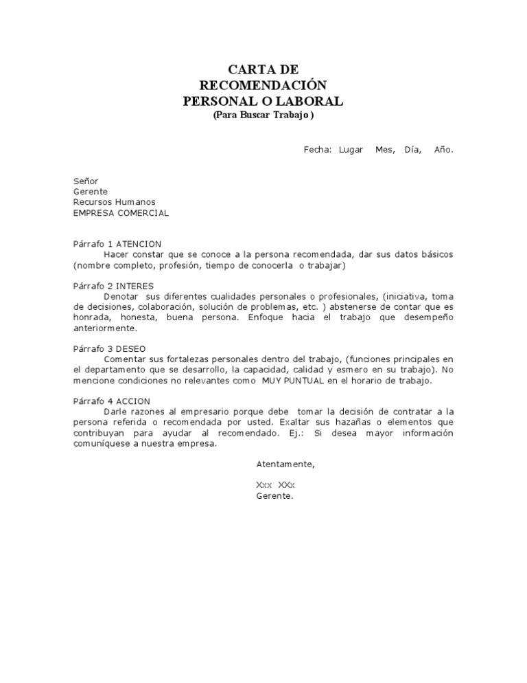 Carta de Recomendacion Laboral 2