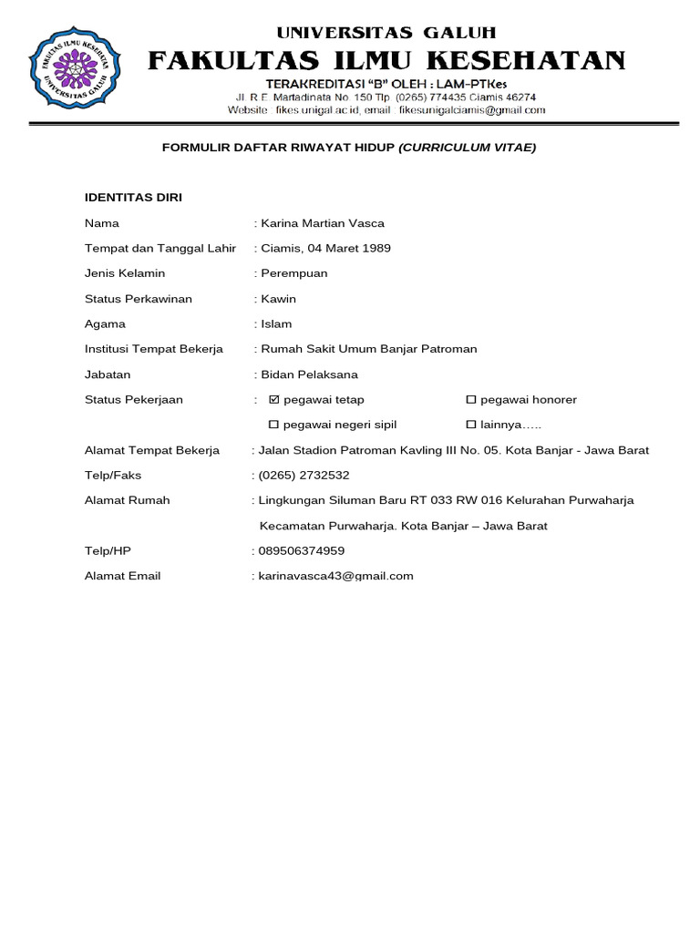 Curriculum Vitae Karina Martian Vasca | PDF