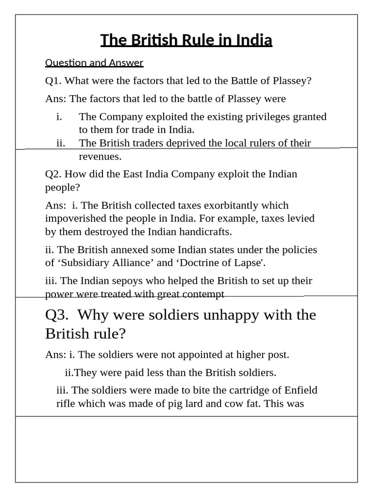 British Rule in India: Key Events & Impacts | PDF | Indian Rebellion Of ...