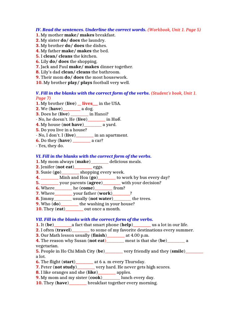 Verb Form Exercises for Beginners | PDF