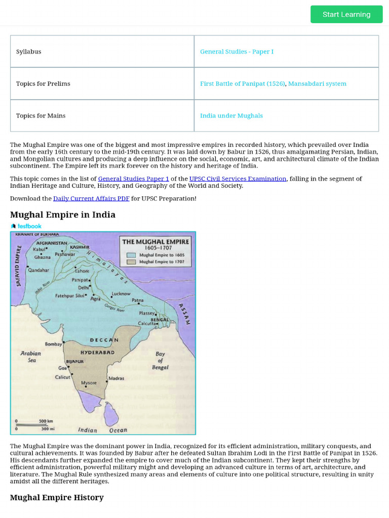 Mughal Empire - History, Rulers, Administration & Decline - UPSC Notes ...