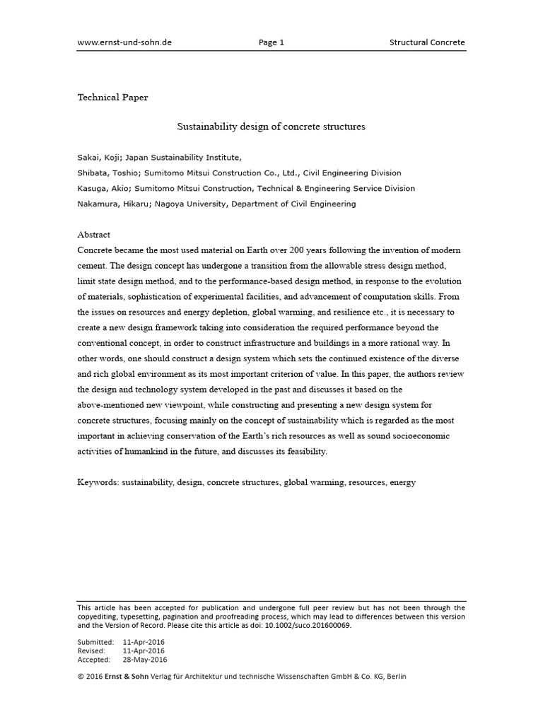 Sustainable Design for Concrete Structures | PDF | Sustainability ...