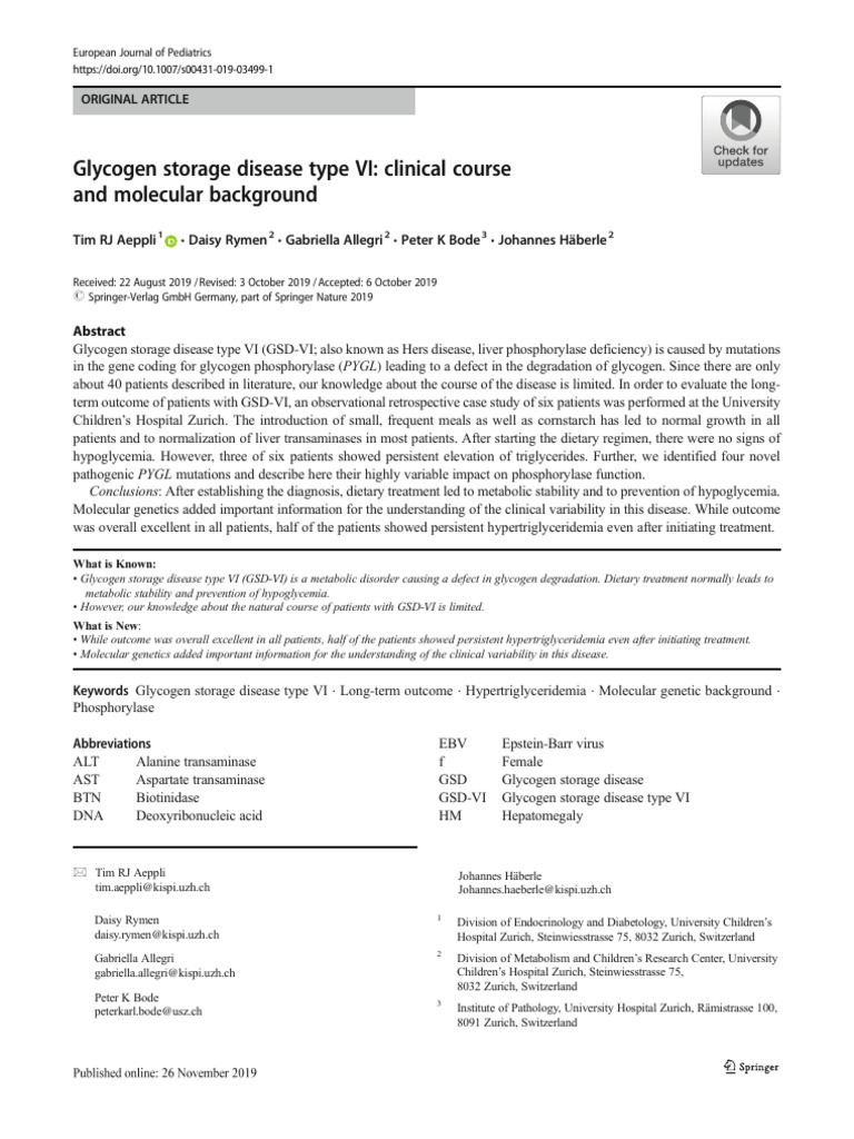 GSD Type VI: Clinical Outcomes & Genetics | PDF | Biochemistry | Chemistry